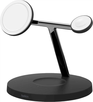 Беспроводное зарядное устройство Belkin BoostCharge Pro 3-in-1 Wireless Charger MagSafe 15 Вт Black (WIZ032kqBK)
