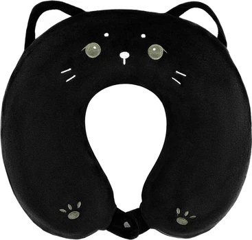 Подушка для шиї Ardesto Travel Black Cat Поліуретанова піна 30х30 см (ART3033NEP)