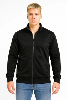 Кофта чоловіча флісова ⬩ Essential Fleece Zip ⬩ Apmi ⬩ на повній блискавці ⬩ з коміром-стійкою ⬩ чорна M
