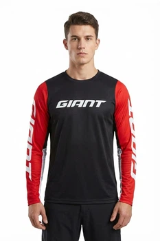 Рашгард мужской GIANT ◆ Downhill / MTB / Бег / Фитнес ◆ летний сетчатый ◆ дышащий ◆ полиэстер ◆ красно-черный XL