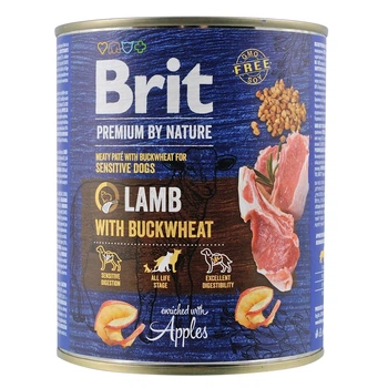 Влажный корм для собак Brit Premium by Nature Lamb & Buckwheat (ягненок и гречка) 800 г
