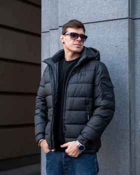 Куртка чоловіча зимова з капюшоном стьобана 52 графіт