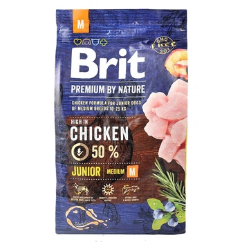 Сухой корм Brit Premium Junior M для щенков и молодых собак средних пород с курицей 1 кг (170812/6314) (4503)