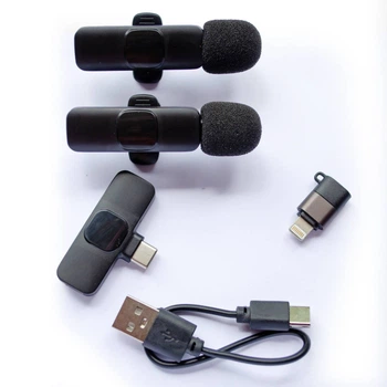 Микрофон беспроводной No Brand для iPhone/Android с USB Type-C 2 шт Черный (WM-K9)