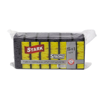 Губка кухонна Stark крупнопориста 9,8 х6, 8х3, 5 см Чорний 6 шт