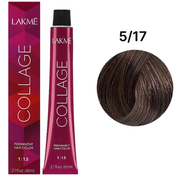 Устойчивая краска для волос Lakme Collage Creme Hair Color 5/17 Светло-каштановый пепельно-синий 60 мл