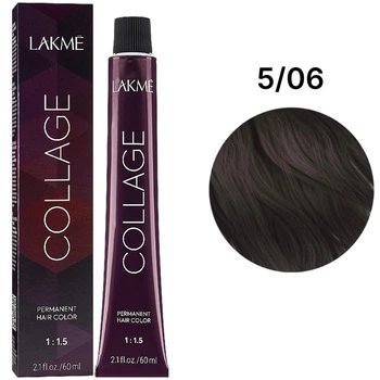 Устойчивая краска для волос Lakme Collage Creme Hair Color 5/06 Светло-каштановый натурально-теплый 60 мл