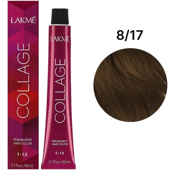 Устойчивая краска для волос Lakme Collage Creme Hair Color 8/17 Светлый блондин пепельно-синий 60 мл