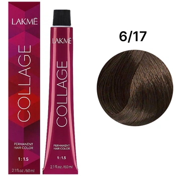 Устойчивая краска для волос Lakme Collage Creme Hair Color 6/17 Темный блондин пепельно-синий 60 мл