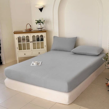 Простынь на резинке 160х200 серая Плюш Colorful Home PPR5