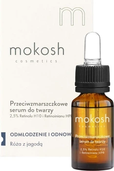 Serum do twarzy Mokosh Cosmetics przeciwzmarszczkowe 2.5% Retinolu H10 i Retinoinianu HPR Róża z jagodą 10 ml (5902729037044)