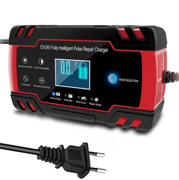Зарядное устройство для автомобильного аккумулятора Foxsur 12V/8A 24V/4A SKMR241 (подходит на свинцово-кислотные и гелиевые АКБ) Красный