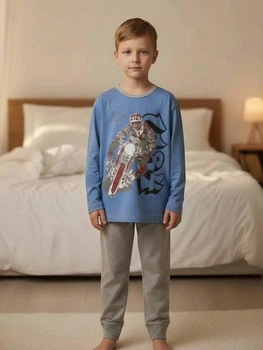 Детская пижама для мальчика Baykar хлопок р 6 116-122 см 6-7 лет арт 9093-207 Голубой