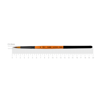 Пензель синтетика кругла FLAME 1368R №8 коротка ручка ROSA