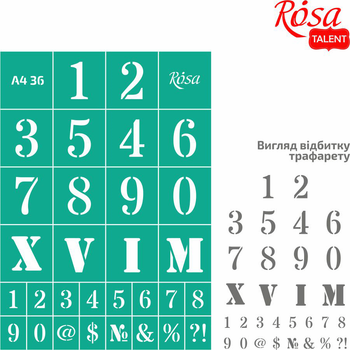 Трафарет багаторазовий самоклеючий №36 Цифри А4 21×29,7см ROSA Talent