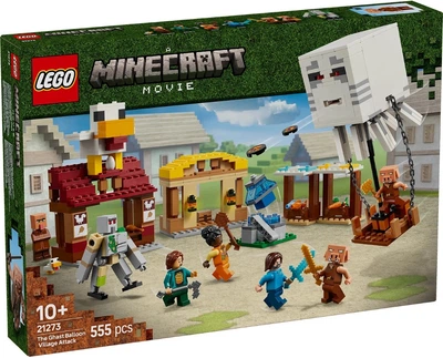 Конструктор LEGO Minecraft Нападение на деревню с воздушным шаром Гаст 555 шт для детей 10+ (21273)