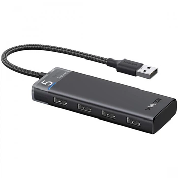 USB-хаб UGREEN CM653 4хUSB-A 3.2 Gen1 10Gbps кабель 20см Black (15548)