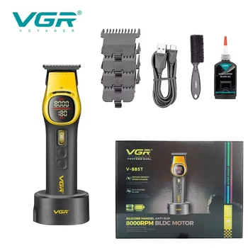 Триммер VGR V-885T GOLD , 4 насадки, LED display Обеспечивает чистый срез близко к коже, идеально подходит для фейдов и узоров.