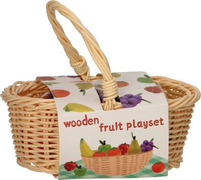 Набір для гри Lobbes фрукти в кошику для пікніка дерев'яний 7510177 (3800966033770)