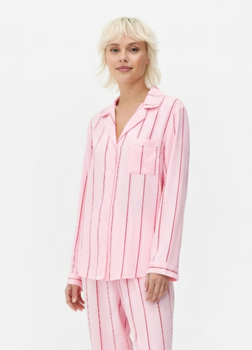 Женская пижамная рубашка Primark Twill Boyfriend Pyjama XXS для дома и сна Розовый (8604)