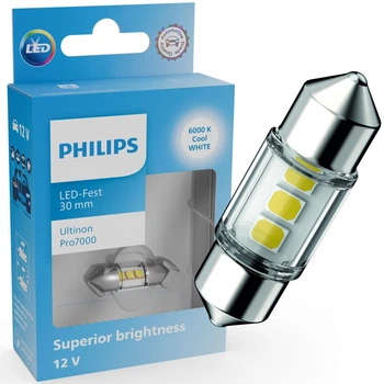 Світлодіодна лампа PHILIPS 11860CU70X1 C5W/C10W LED Ultinon Pro7000 Festoon SV8.5 WHITE 6000K 30mm 12V (1 шт)