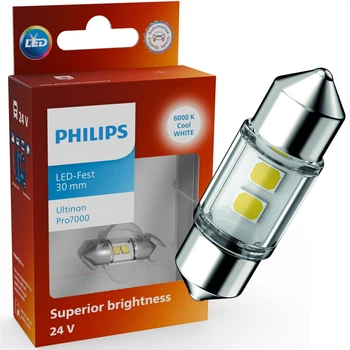 Світлодіодна лампа PHILIPS 24844CU70X1 C5W/C10W LED Ultinon Pro7000 Festoon SV8.5 WHITE 6000K 30mm 24V (1 шт)