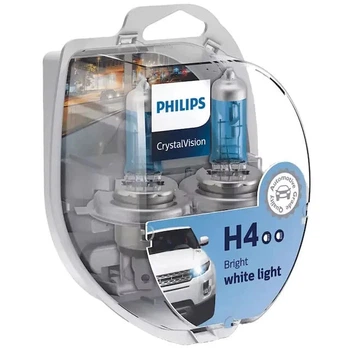 Комплект галогенових ламп PHILIPS H4 12342CVSP CrystalVision + W5W 4300K 60/55W 12V P43t (2 шт)