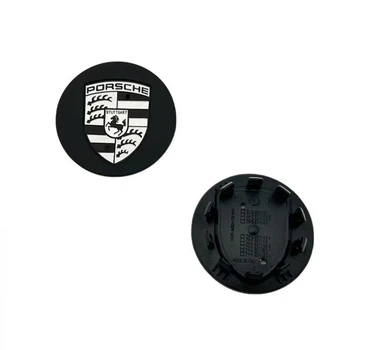 Колпак колеса Porsche черный+белый логотип 76мм 1шт пластик (на защелках) OEM 7L5601149