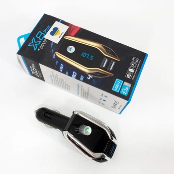 Автомобильный Fm модулятор Bluetooth FM X8 plus, Фм модулятор с флешкой от прикуривателя