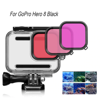 Захисний корпус чохол аквабокс для екшн камери GoPro Hero 8 Black водонепроникний з трьома фільтрами DE21DF