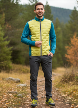Мужская ветровка-термокуртка Crivit LYCRA® L для спорта на микрофлисе Морской волны (8616)