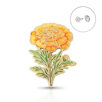 Брошь-значок BROCHE бижутерия Цветы Акварель Бархатец оранжевая BRGV115050