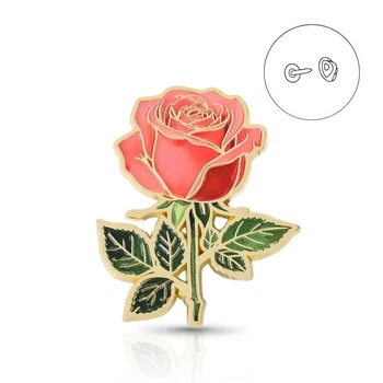 Брошь-значок BROCHE бижутерия Цветы Акварель Роза красная BRGV115052
