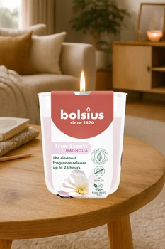 Свеча Bolsius True Scents 25 часов в стекле 80/73 мм Магнолия (8717847188571)