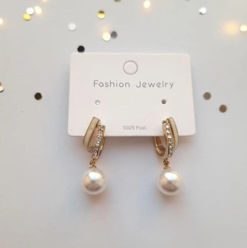 Серьги бусины с жемчугом и камнями Fashion Jewelry золотистые