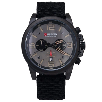 Годинник чоловічий Curren Monreal Armor Black кварцовий з мінеральним склом з двома ремінцями 47 мм