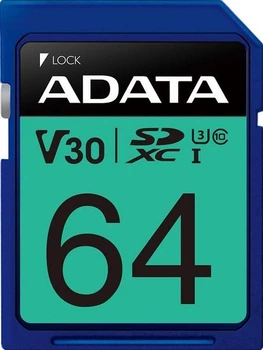 Karta pamięci ADATA Premier Pro SDXC 64GB Class 10 (ASDX64GUI3V30S-R)