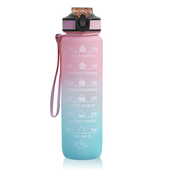 Бутылочка для воды Refill 1000 мл с таймером C-Pink Розовая