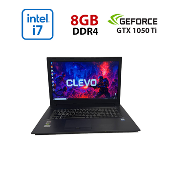 Игровой ноутбук Clevo N870HK / 17.3" (1920x1080) IPS / Intel Core i7-7700HQ (4 (8) ядра по 2,8 - 3,8 ГГц) / 8 ГБ DDR4 / 256 ГБ SSD / nVidia GeForce GTX 1050 Ti, 4 ГБ GDDR5, 128-бит / WebCam б/у
