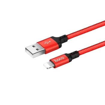 Кабель Hoco X14 USB to Lightning 1m красный тканевая оплетка 2.4A