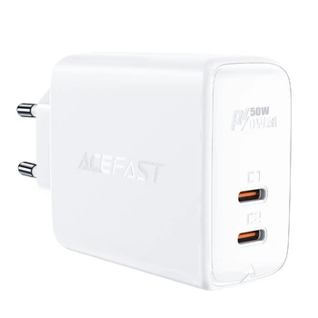 Сетевое зарядное устройство Acefast A29, 2 Type-C, QC, PD 50W, белое