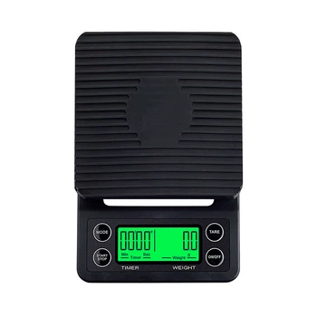 Весы с таймером Choxila MS-K07 Black 3 кг электронные для бариста с резиновым ковриком настольные