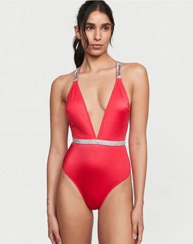 Купальник суцільний стрази Victoria’s Secret Червоний L