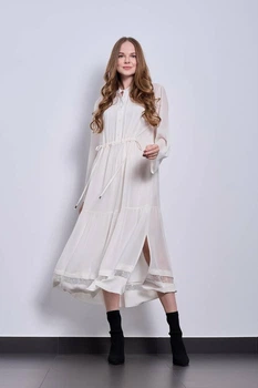 Женское дизайнерское платье миди с подкладкой Кира PARI MKPR44433/1 - 46, Білий