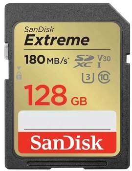 Карта пам'яті SanDisk SD 128GB C10 UHS-I U3 R180/W90MB/s Extreme V30