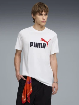 Футболка хлопковая длинная мужская Puma Essentials Graphics 68470892 L White-Red (4069161742019)