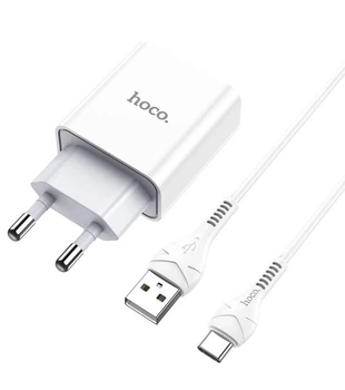 Зарядка USB Hoco C81A с кабелем Type-c \ 5V 2.1 А \ Белый