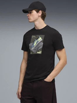 Футболка бавовняна довга чоловіча Puma Graphics 69177701 M Black з принтом (4069161648199)