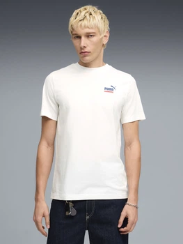 Футболка хлопковая длинная мужская Puma Graphics 69178002 S White с принтом (4069161680977)