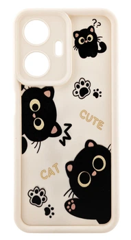 Чехол Shock Case Print для Realme C55 бампер силиконовый бежевый котики